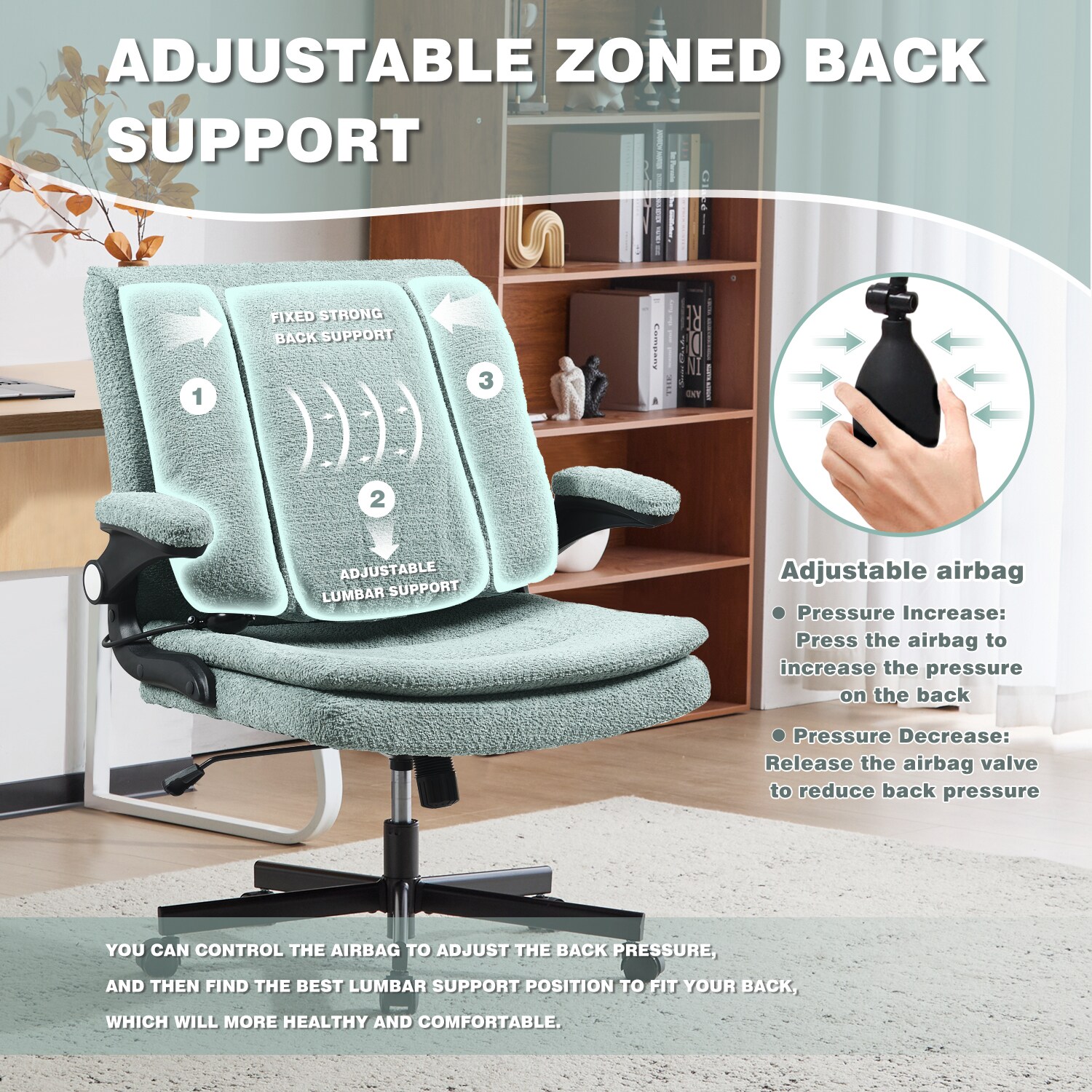 Ergonomic Office Chair With Airbag Lumbar Support And Flip Armrests_voghion.com